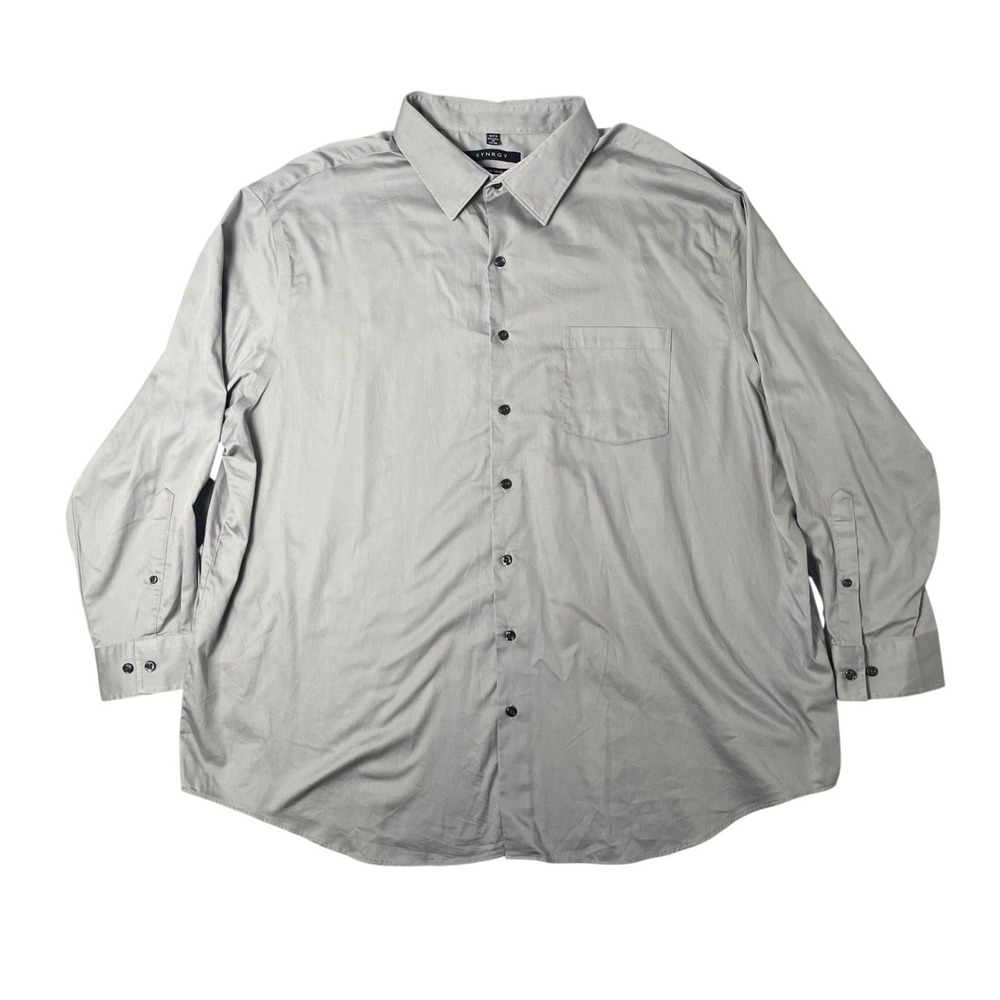 SYNRGY Dress Shirt Men 19 34/35 Grey Non Iron Button Up Clean Classic Minimalist